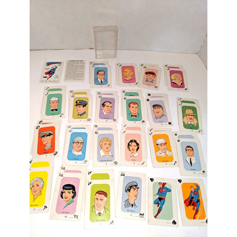 Vintage 1966 Whitman Superman Card Game Set Missing 1